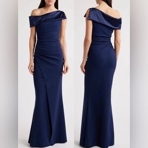 NEW Chiara Boni La Petite Robe Koppany Ruched Off the Shoulder Gown Sz 42 US 6